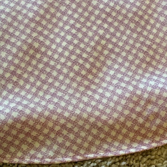 Lavender and White Gingham Check Top with Pleated Neck and Tie Back - Picture 12 of 13